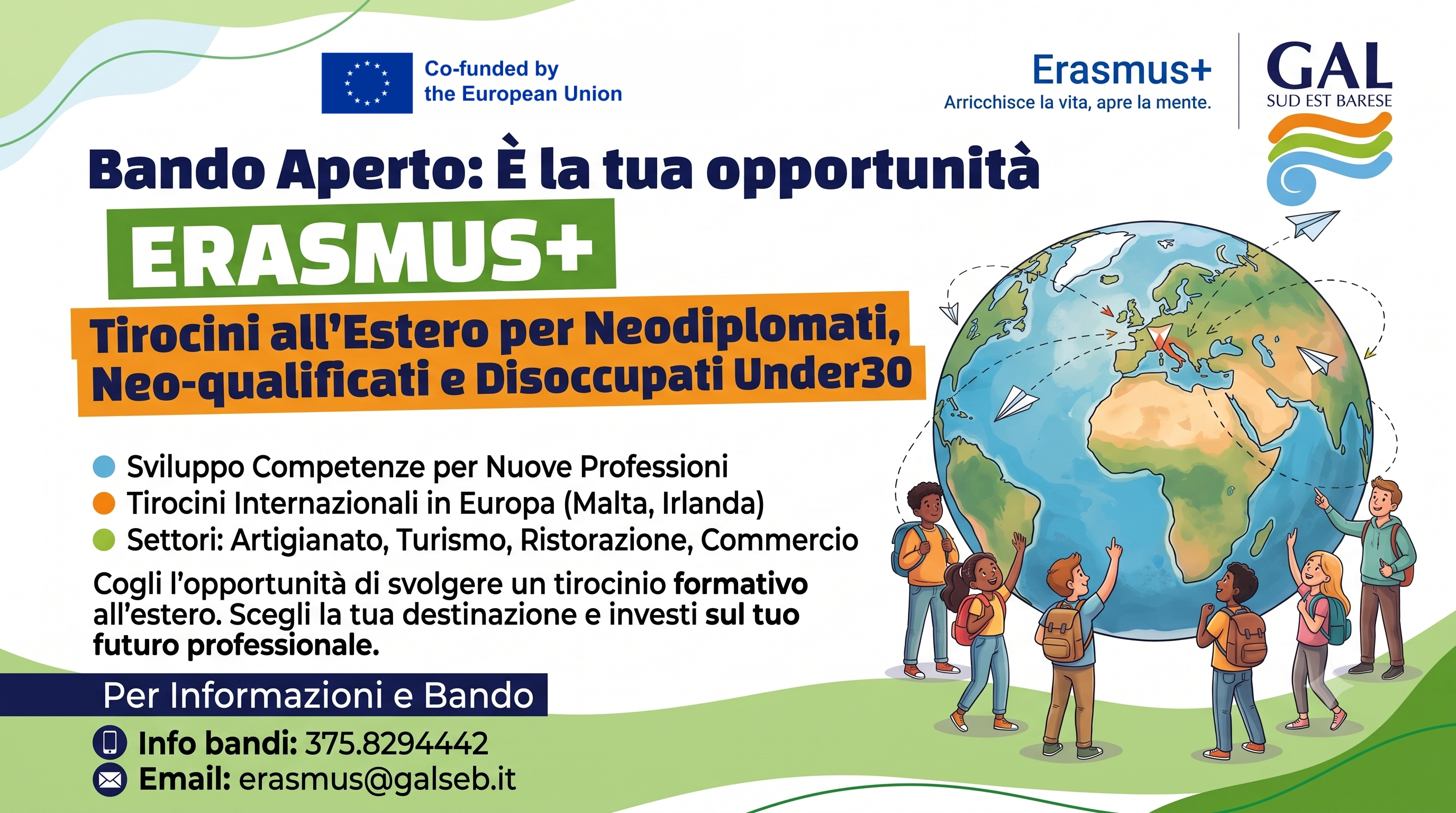 PROGETTO ERASMUS+: ANCHE I GIOVANI DISOCCUPATI POSSONO ADERIRE AL PROGRAMMA. SCADENZA: 19 LUGLIO 2026